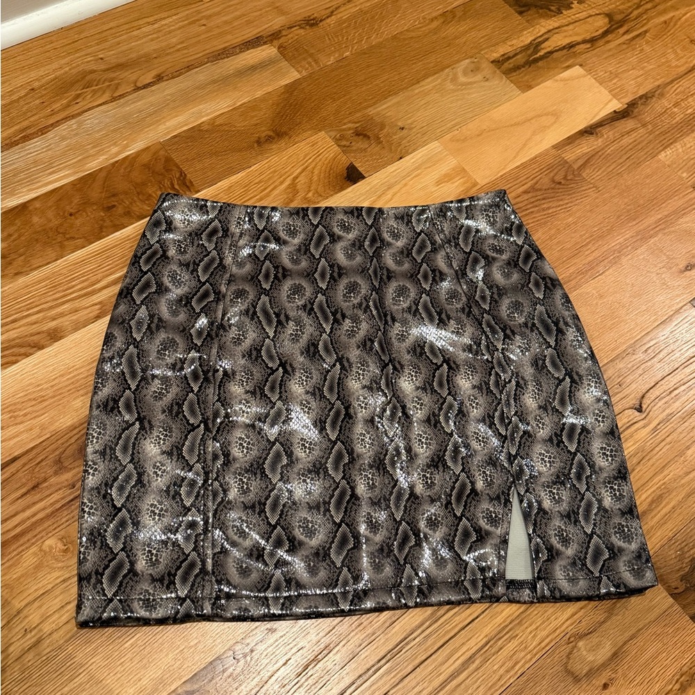 Nasty Gal Black and Gray Snake Print Mini Skirt